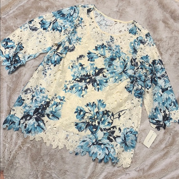 NWT Charter Club floral lace top with cami - Picture 2 of 10